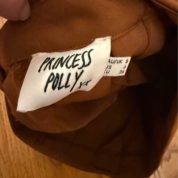 Princess Polly Tyra Mini Skirt – Rust Brown Pleated Skater Style - Picture 5 of 5